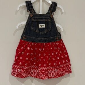 OshKosh B'gosh Red and Denim Kids Overall Skirt